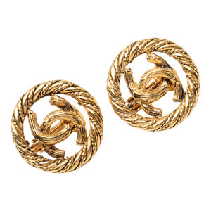 Pre-Loved Chanel CC Gold Plated Round Clip on Earrings